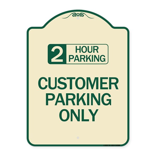 2 Hour Parking Customer Parking Heavy-Gauge Aluminum Architectural Sign, 24" x 18", TG-1824-24500